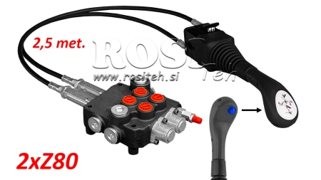 JOYSTICK 1x BUTTON - BOWDEN CABLE 2,5 m + HYDRAULIC VALVE 2xZ80