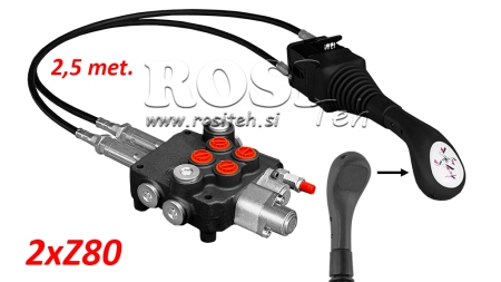 JOYSTICK OHNE TASTE - BOWDENZUG 2,5 m + HYDRAULISCHES VENTIL 2xZ80 + SCHWIMMSTELLUNG