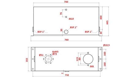 METALLTANK 100 LITER WÜRFEL 445x355x700mm VOLLSTÄNDIG MIT AUSRÜSTUNG