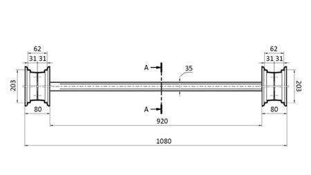 ASSE 900 kg SENZA FRENO CON CERCHI DA 8