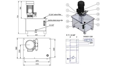 MINI AGGREGATO IDRAULICO 380V AC (4 kW) - 8 cc - 12 lit/min - serbatoio 40 lit