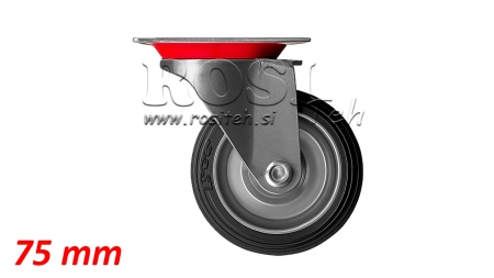 RUOTA 75mm CON BASE GIREVOLE