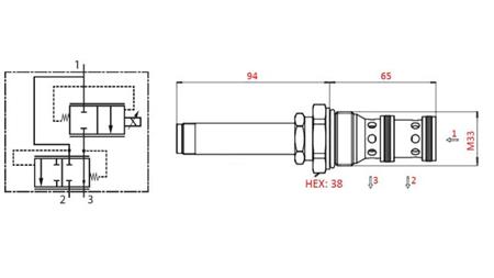 VÁLVULA PROPORCIONAL DE 3 VIAS M33 - 270bar - 80lit