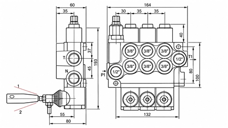 RUČNÝ HYDRAULICKÝ VENTIL MONOBLOKOVÝ 3xZ50