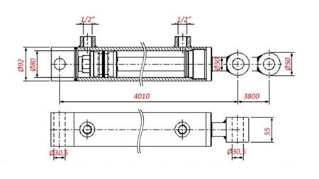 HYDRAULIC CYLINDER FOR TOWING - HOLE 80/50-3800