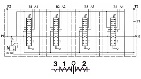 RUČNÝ HYDRAULICKÝ VENTIL MONOBLOKOVÝ 4xZ50 + PLÁVAJÚCA FUNKCIA