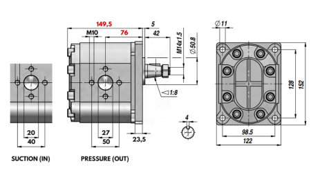 BOMBA HIDRÁULICA GR.3 51 CC ESQUERDA - FLANGES