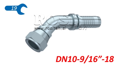 HYDRAULIC FITTING DKJ JIC74° FEMALE ELBOW 45° DN10-9/16-18