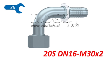 HYDRAULICKÁ PRÍPOJKA DKOS 20 S SAMICA KOLENO 90° DN16–M30×2