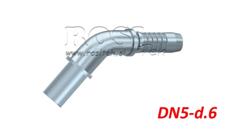 HYDRAULICKÁ PRÍPOJKA RÚRKOVÝ PRECHOD – KOLENO 45° DN5-d.6