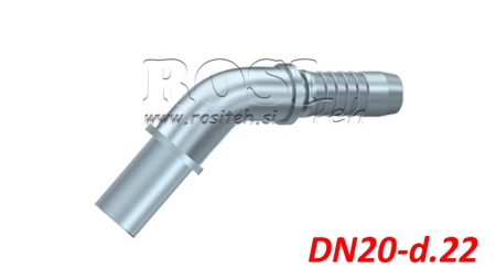 HYDRAULICKÁ PRÍPOJKA RÚRKOVÝ PRECHOD – KOLENO 45° DN20-d.22