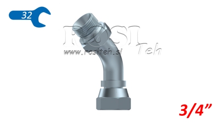 HYDRAULIK KNIE 45° BSP MÄNNLICH-WEIBLICH 3/4