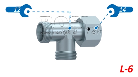RACCORD EN T HYDRAULIQUE L-6 AVEC ÉCROU TOURNANT LATÉRAL M12X1,5