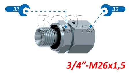 HYDRAULICKÝ ZÁVITOVÝ ADAPTÉR AOVR ED BSP 3/4-(18L) M26X1,5