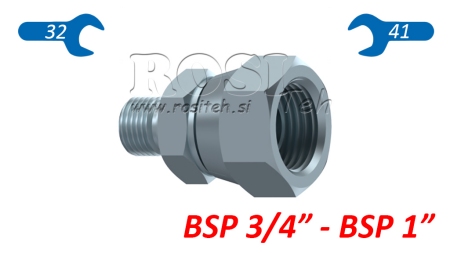 RIDUTTORE IDRAULICO CON DADO GIREVOLE BSP  3/4-BSP 1