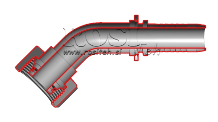 CONEXÃO HIDRÁULICA DKOL 15 L COM CURVA FEMEA 45 DN12-M22X1,5