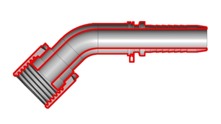 HYDRAULINEN YHTEYS DKORFS NAISPUOLEINEN KULMA 45° DN8-11/16-16