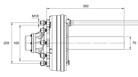 POLOOS S BRZDAMI - 3600 kg (6 SKRUTIEK) - 350 mm