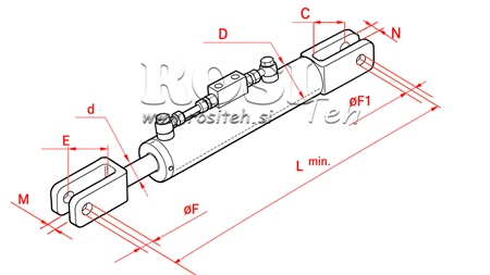 HYDRAULICKÝ STABILIZÁTOR NA DOLNÚ TYČ RIADENIA  - HURLIMANN 70/35min.550 tip (1) fi 24/