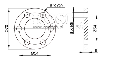 P.T.O. ADAPTER WITH FLANGE 6 HOLES 1