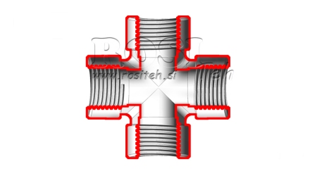 HYDRAULICKÝ KRÍŽOVÝ FITING VNÚTORNÝ ZÁVIT BSP 1/4