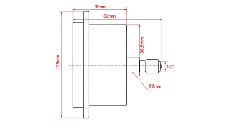 MANOMETER DN100 REAR 0 - 400 BAR - 1/2