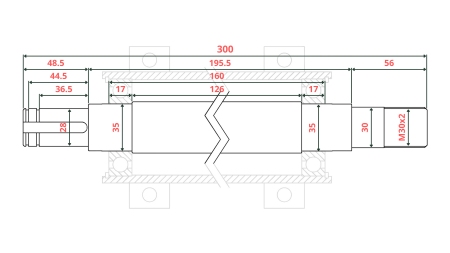 EIXO DE SERRA CIRCULAR DE FERRO FUNDIDO 300MM (ROSCA ESQUERDA)
