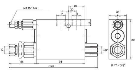 HIDRAULIČNI CILINDAR 60/40-180 SA OBRAČAJUČIM VENTILOM - PLUG ZA OBRADU ZEMLJE