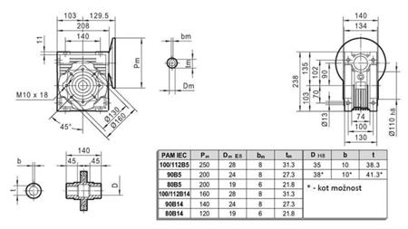 PMRV-90 REDUZIERER FÜR ELEKTROMOTOR MS90 (1.1-1.5kW) VERHÄLTNIS 40:1