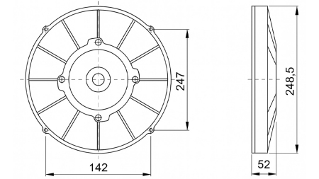 AXIAL LÜFTER - VENTILATOR 255 mm - ABLEITEND 24V