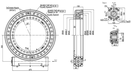 WORM GEAR SLEW DRIVE SERIES WEA21 - 28,7 kNm - GEAR RATIO 90:1 - ECO