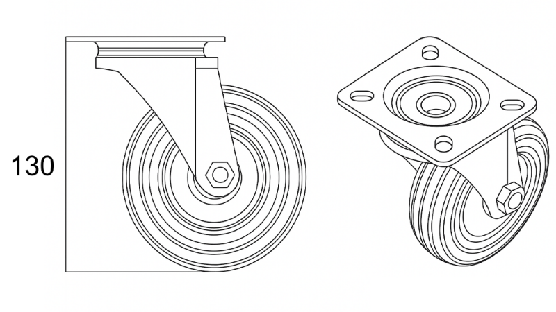 WHEEL 100mm SWIVEL BASE