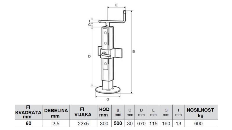 PODPORA VLÁKNA NOHA NASTAVITEĽNÁ 300MM - 600KG