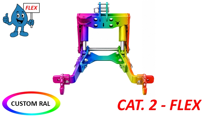 UNIVERSAL KIT FRONT HYDRAULICS CAT. 2 - FLEX FOR TRACTOR 1500 KG (RAL OF YOUR CHOICE)