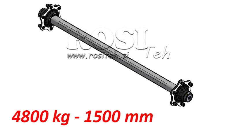 OSOVINA ZA PRIKOLICU 4800kg BEZ KOČNICA (1500 mm)
