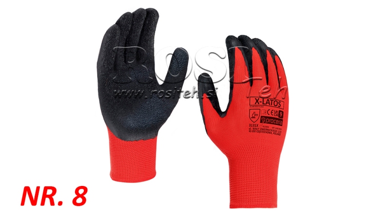 LATEX COATED GLOVES - SIZE 8