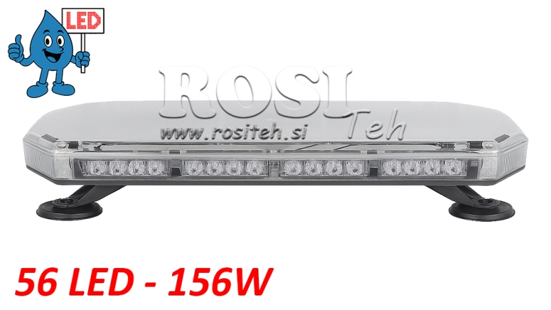LED MÁGNESES STROBOSZKÓP FORGÓ FÉNY 56 LED 156W 12V-24V