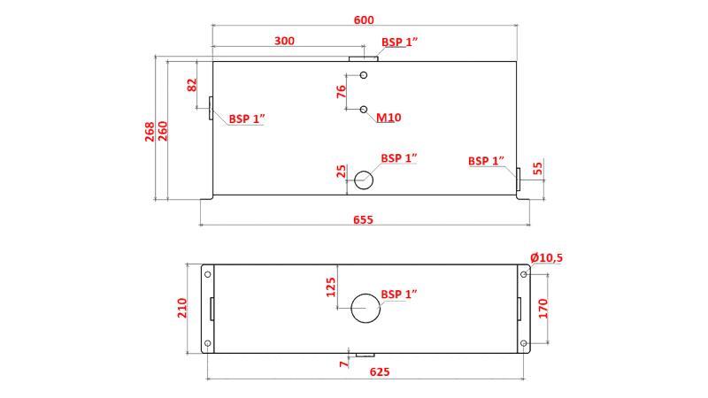 METALOWY ZBIORNIK 25 LITRÓW KOSTKA 260x210x600mm
