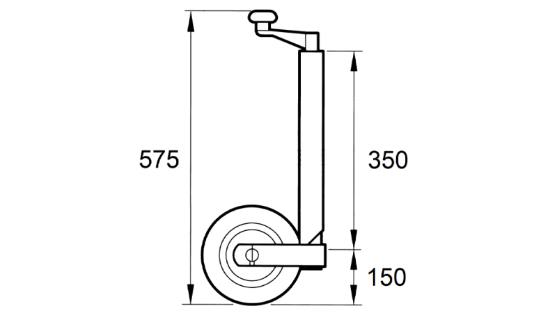 PODPERNÁ NOHA SO ZÁVITOM S KOLIESKOM PRE AUTO PRÍVES 220mm 150kg