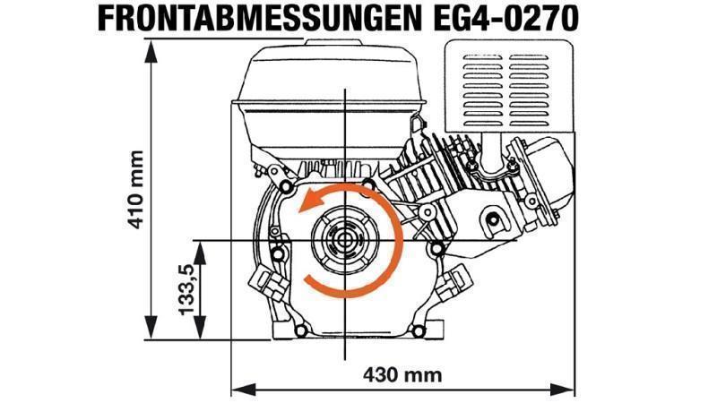 benzininis variklis EG4-270cc-6.56kW-8.92AG-3,600 RPM-H-KW25x88.2-rankinis paleidimas