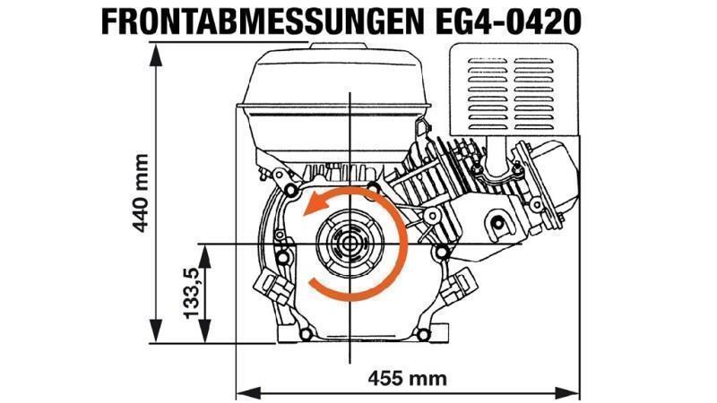 benzininis variklis EG4-420cc-9.6kW-13.1HP-3,600 RPM-H-KW25x88.5-rankinis užvedimas