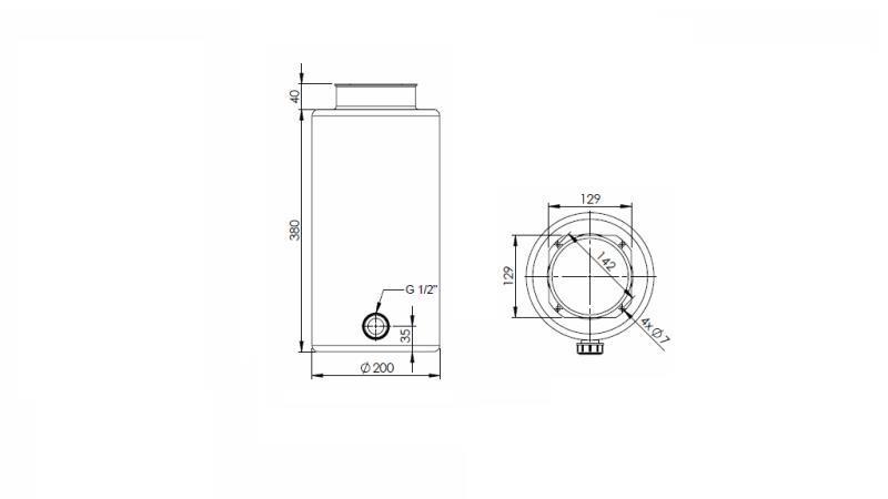 METAL RESERVOIR ROLL PP 12 LITERS HORIZONTAL-VERTICAL - dimensions