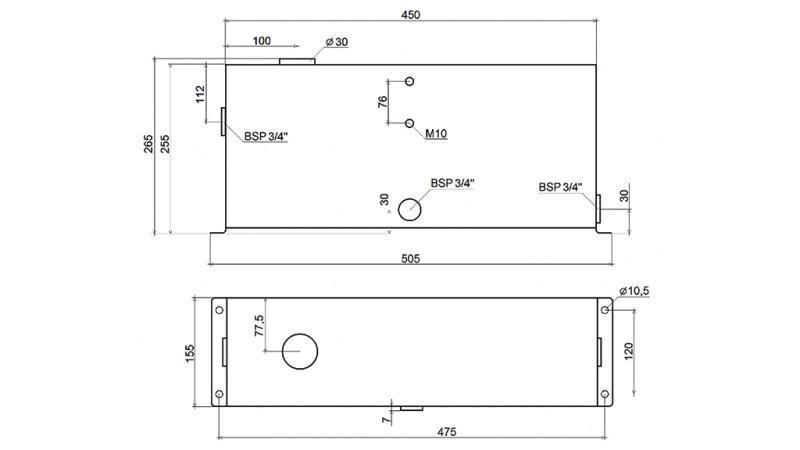METALLIRESERVAATIO 12 LITRAA KUBI 255x120x450mm
