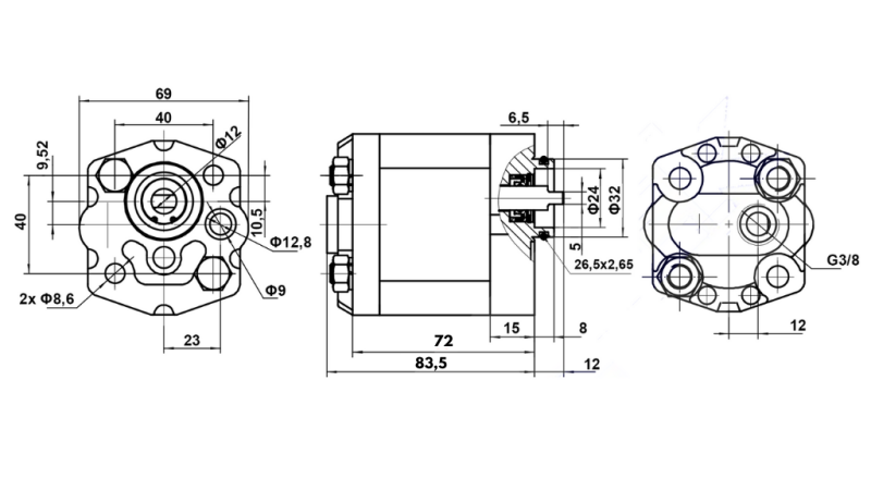 ХИДРАВЛИЧНА ПОМПА 10C2,1X302 2,1 CC ДЯСНА