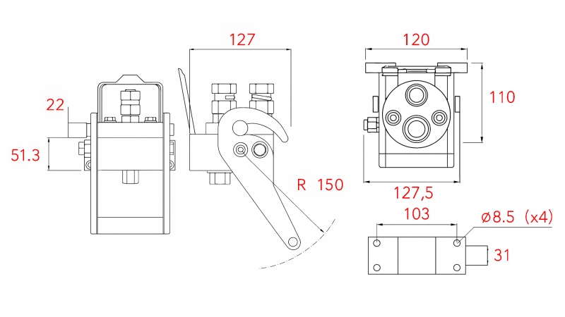 MULTI-FASTER COUPLING 2 WAY BSP 3/8 MOBILE PART