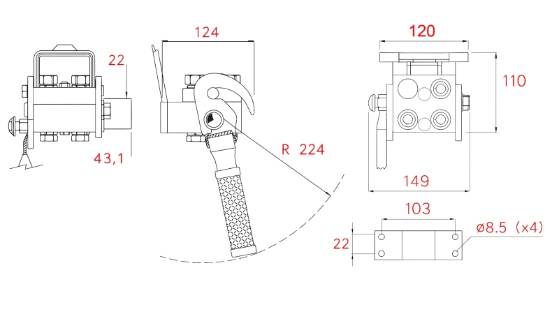 MULTI-FASTER COUPLING 3 WAY BSP 1/4 FIXED PART (ONE LEVER)