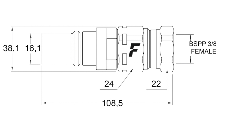 RÝCHLOUPÍNACIA SPOJKA MUŽSKÁ PRE MULTI-FASTER 1/4 POHYBLIVÁ ČASŤ