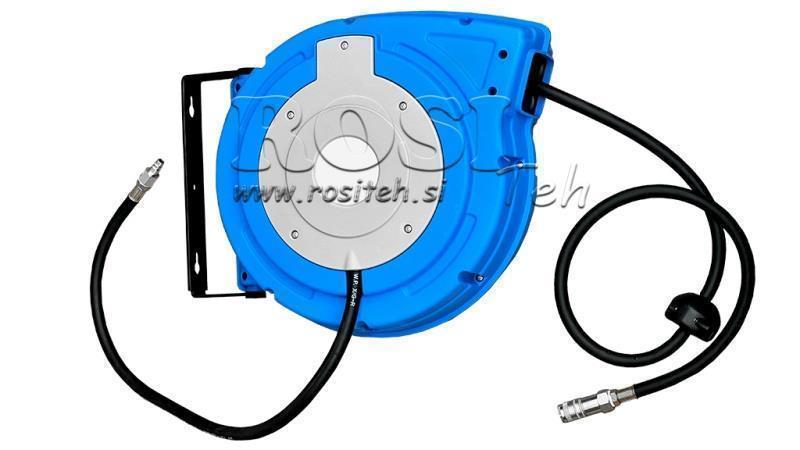 CARRETE DE MANGUERA HECHO DE PLÁSTICO CON MANGUERA NEUMÁTICA PU 15M 20BAR 3/8-10MM