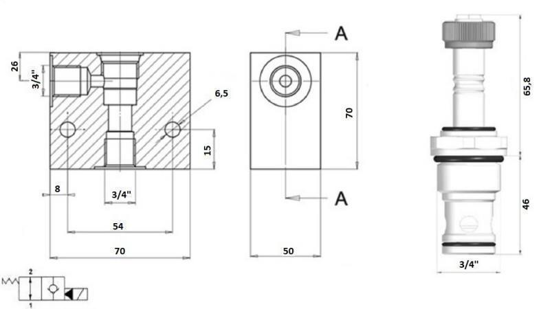 VANNE 2 VOIES 3/4 (NO) 24V - 150lit