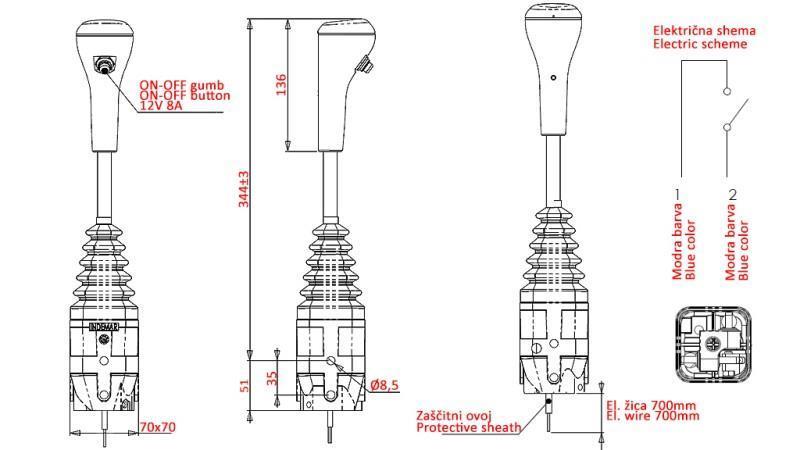 JOYSTICK INDEMAR FOR GAFLEVINSJ - 1x KNAPPE